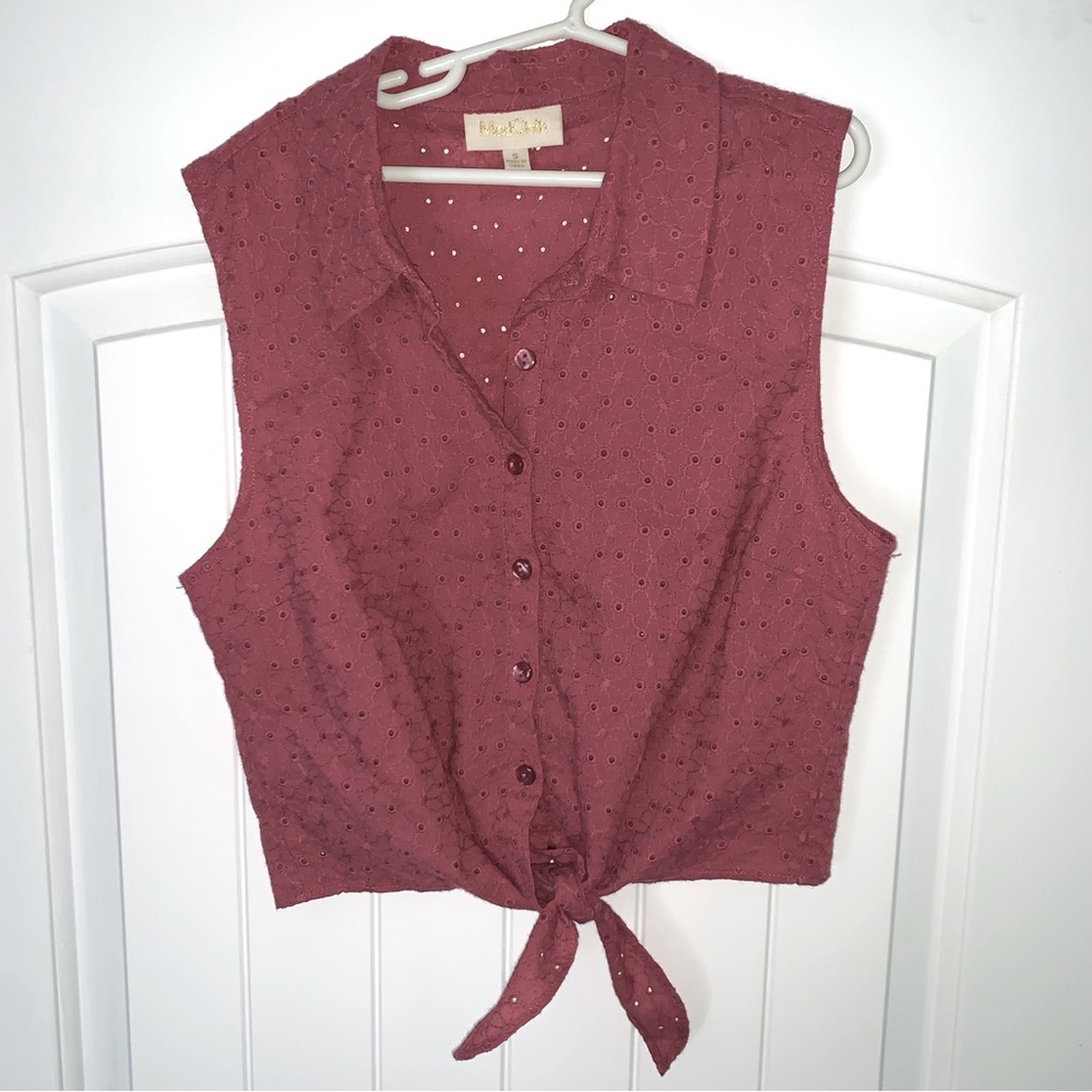 ModCloth Crop Eyelet Button Tank